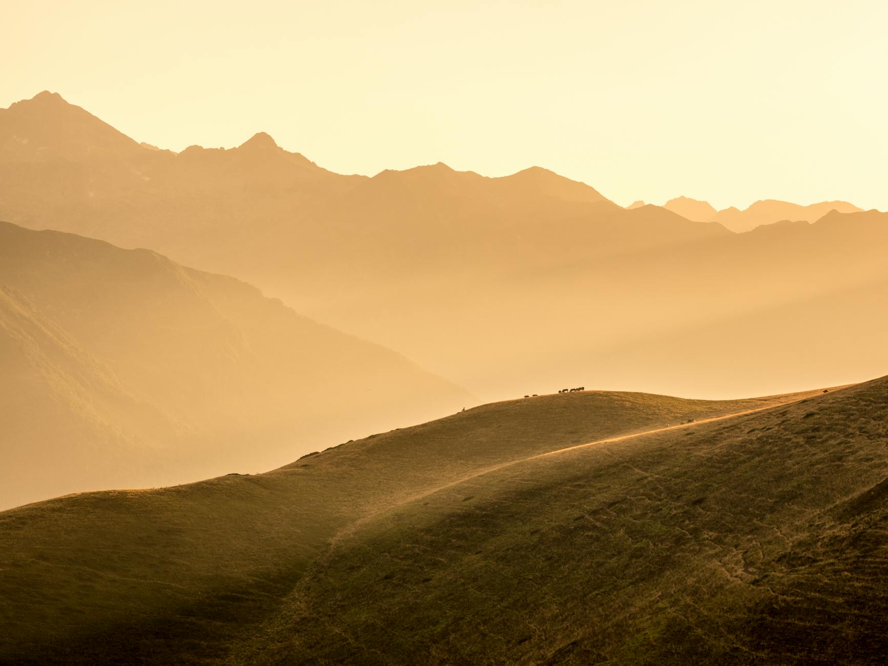 scenic view of mountain during golden hour