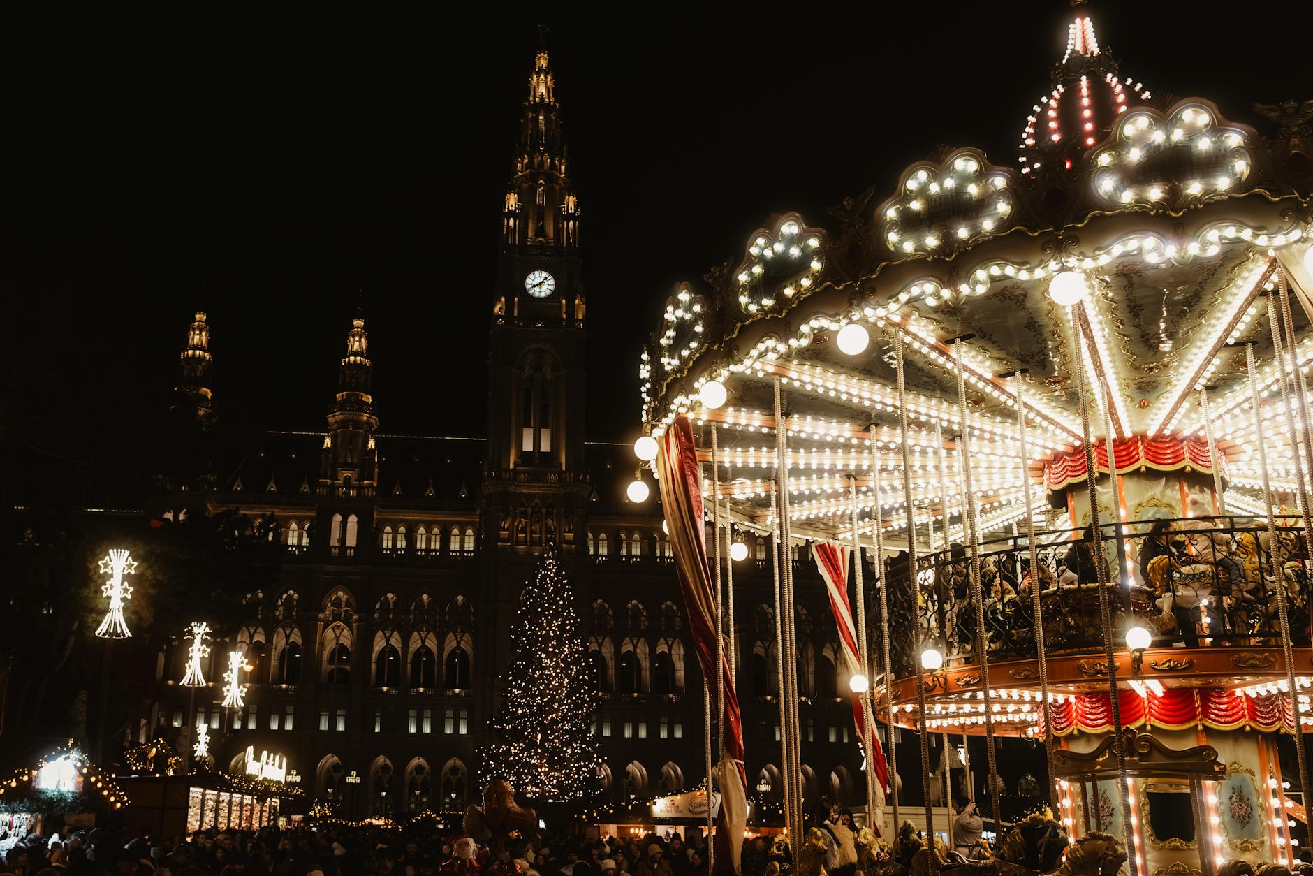 festive night at vienna christmas market