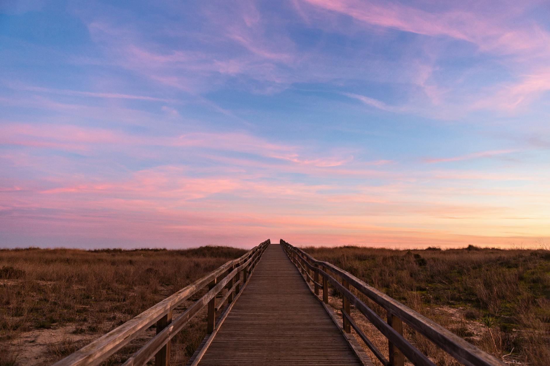 brown wooden bridge. Christmas in Algarve